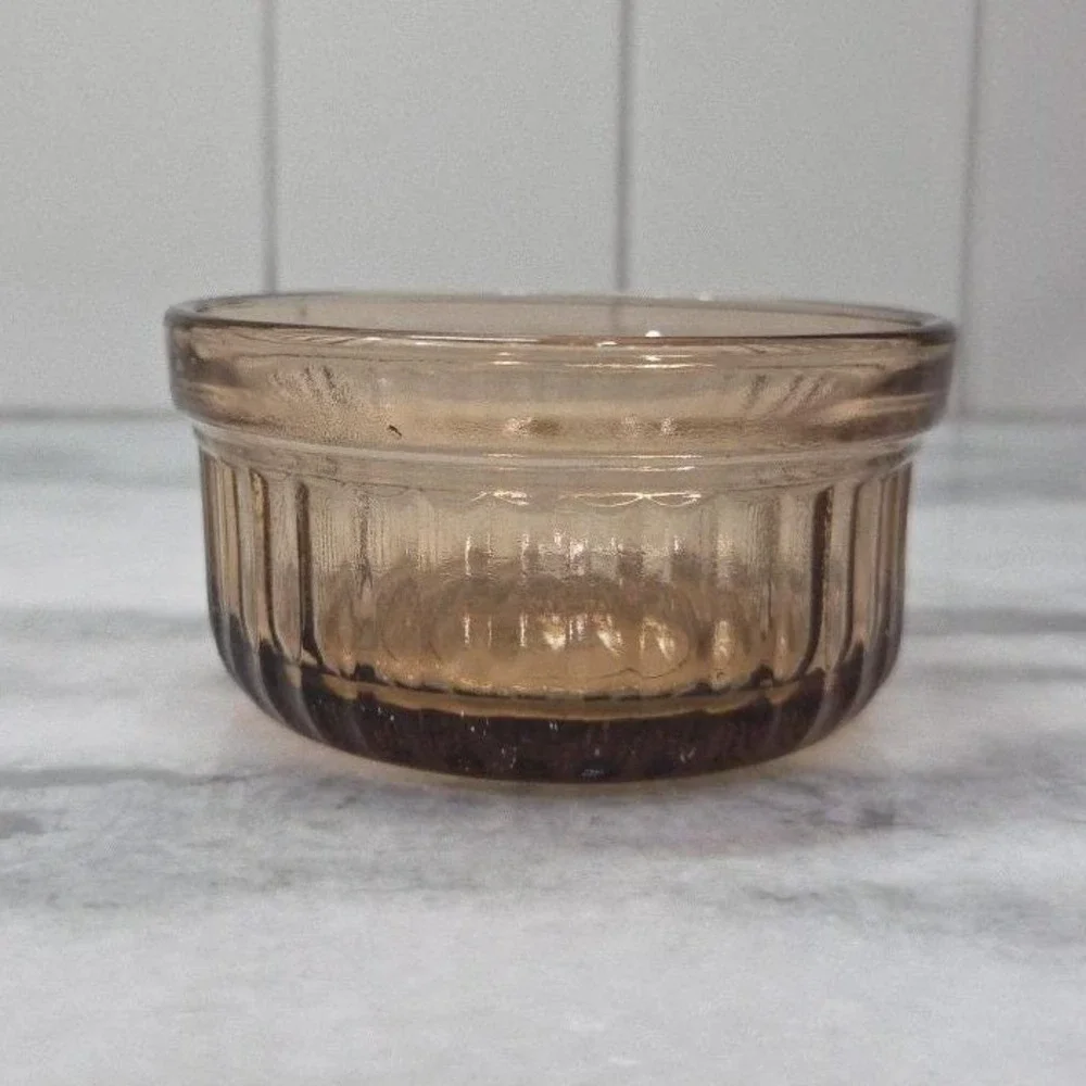 Anchor Hocking Amber Ramekin #1434, Vintage Custard Dish, Brown Kitchenware‎